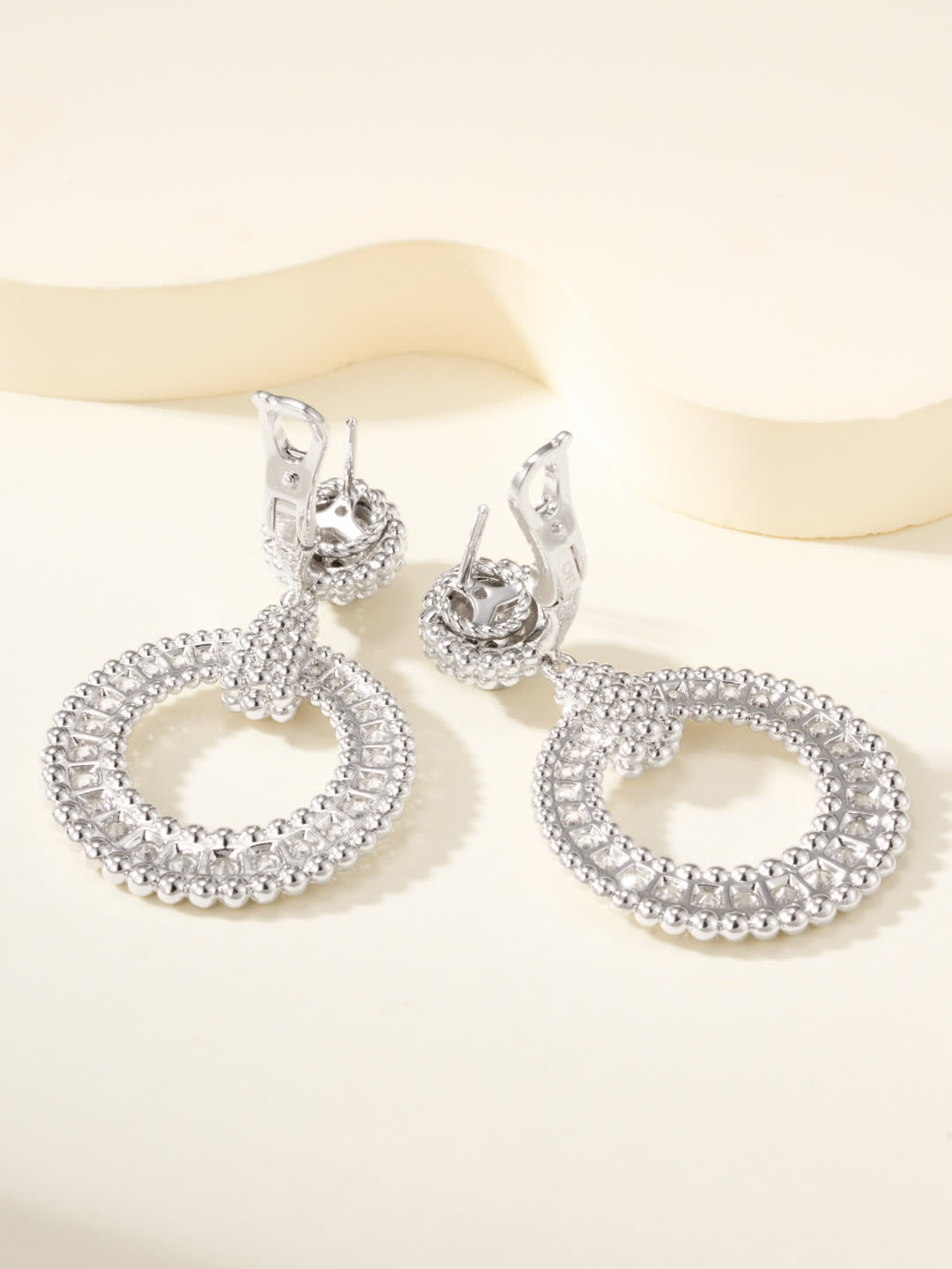Elegant Gold and Silver Hoop Earrings with Crystal Accents